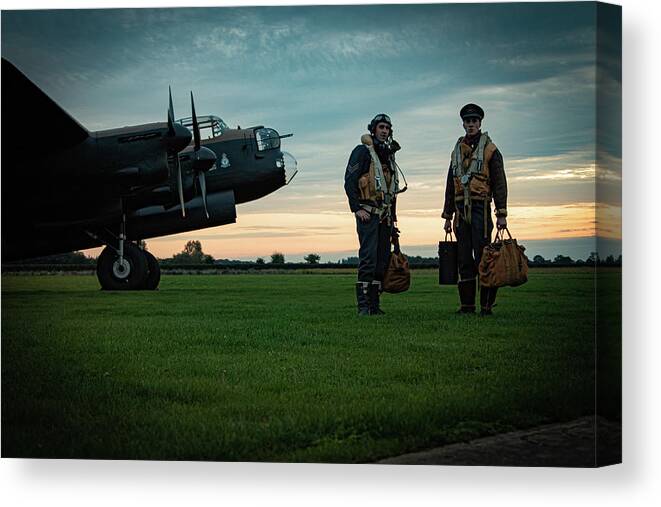 Aircraft Canvas Print featuring the photograph Lancaster Crew by Airpower Art