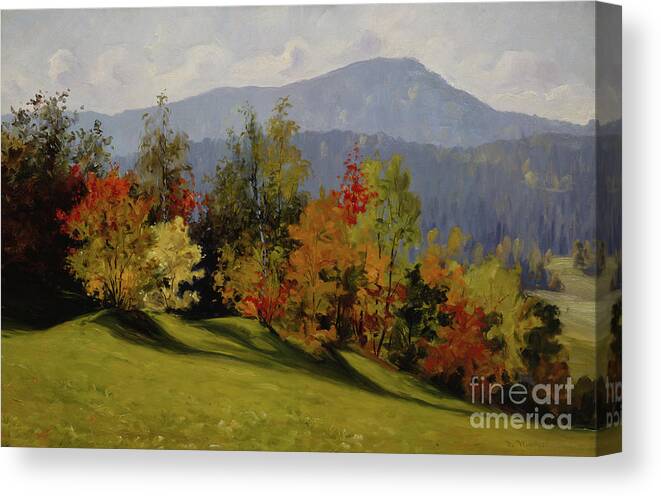 Autumnal Canvas Print featuring the painting Landscape, Asker, 1900 by Gustav Wentzel