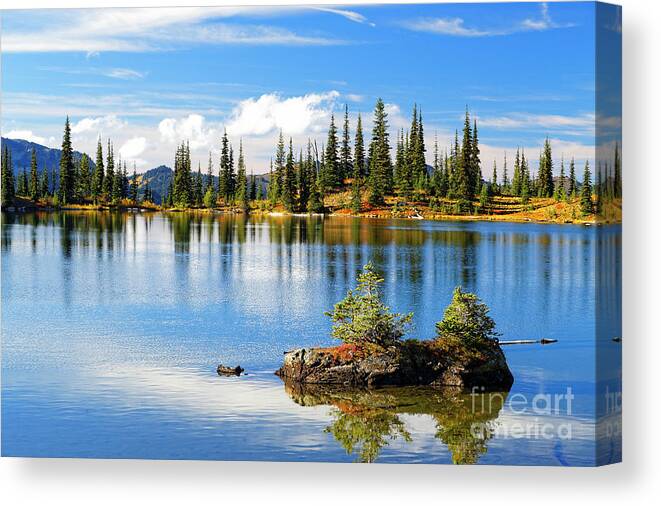 Landscape Canvas Print featuring the photograph Crystal Lake near Packwood Washington by Robert C Paulson Jr