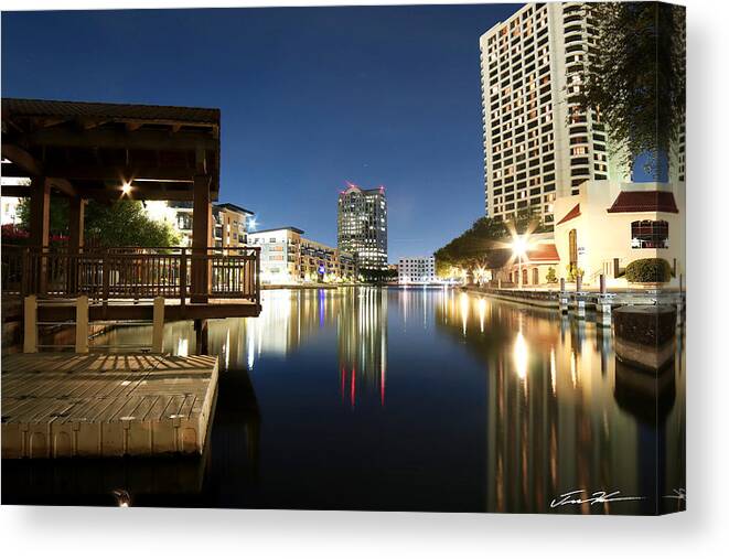 Las Colinas Canvas Print featuring the photograph Las Colinas Canals by Tim Kuret