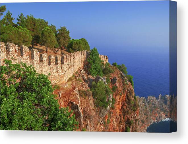 Turkish Riviera Canvas Print featuring the photograph Late afternoon on the castle of Alanya by Sun Travels