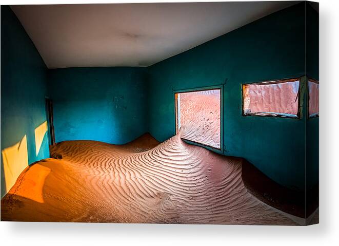 Kolmanskop Canvas Print featuring the photograph Leak Of Sand by Khalid Jamal