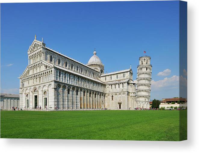 Grass Canvas Print featuring the photograph Leaning Tower Of Pisa by Martin Ruegner