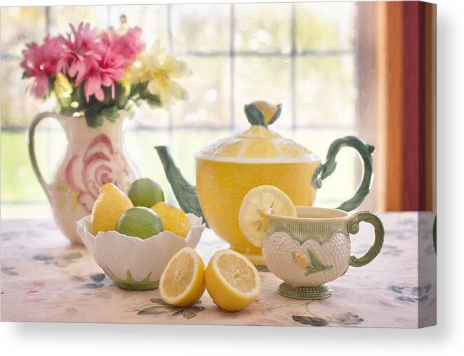 Cute Canvas Print featuring the photograph Lemon tea by Top Wallpapers