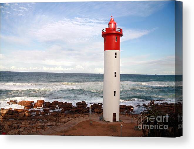 Ship Canvas Print featuring the photograph Lighthouse Umhlanga South Africa by Paul Banton
