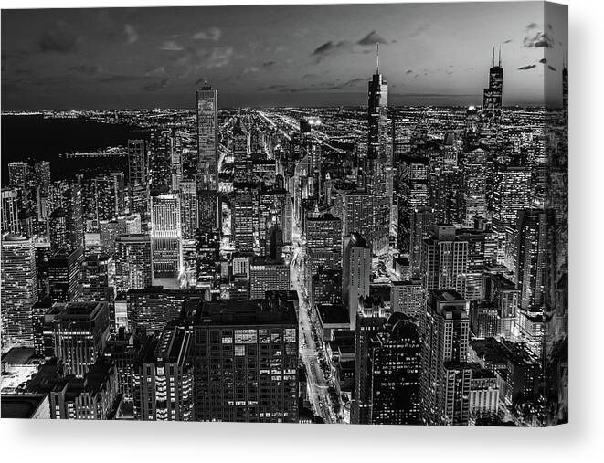 Chicago Canvas Print featuring the photograph Lights Of The Windy City - Chicago by Mountain Dreams