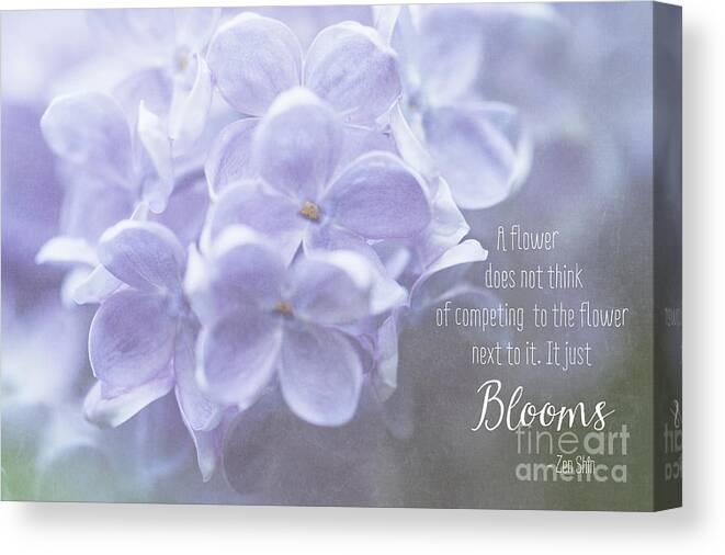 Lilac Canvas Print featuring the photograph Lilac Blooms with Quote by Anita Pollak