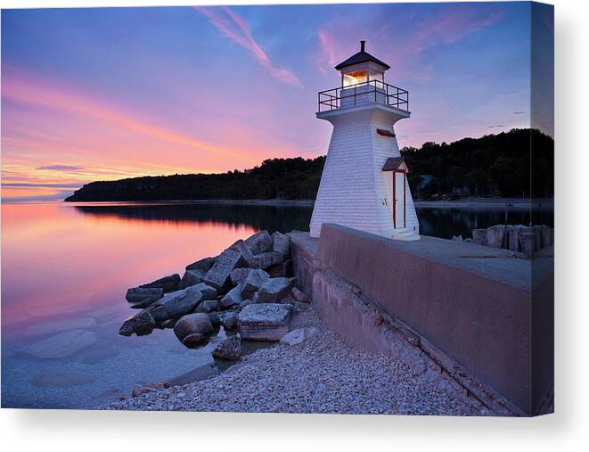 Estock Canvas Print featuring the digital art Lion's Head Lighthouse In Canada by Rainer Mirau
