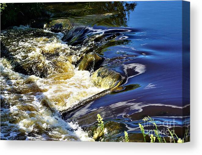 Water Canvas Print featuring the photograph Little Bitty Waterfall by Merle Grenz