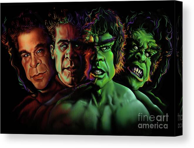 Movies Canvas Print featuring the drawing Lou Ferrigno Hulk by Andre Koekemoer