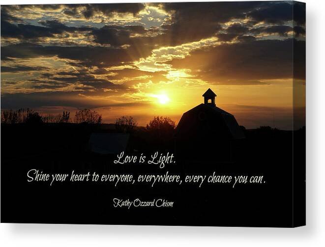 Love Canvas Print featuring the photograph Love Is Light by Kathy Ozzard Chism