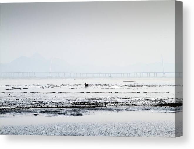 Tranquility Canvas Print featuring the photograph Low Tide In The Bay Of Hong-kong by Virginie Blanquart