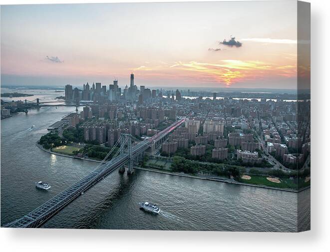 Wake Canvas Print featuring the photograph Lower East Side Williamsburg Bridge by Keith Sherwood