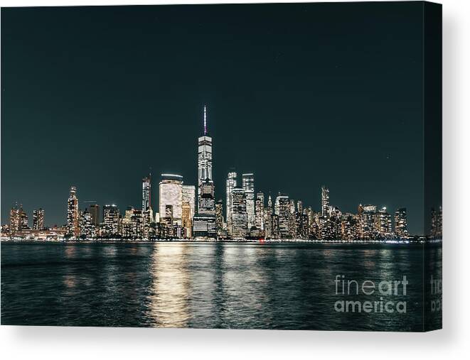 Lower Manhattan Canvas Print featuring the photograph Lower Manhattan Skyline, New York by Wenjie Dong