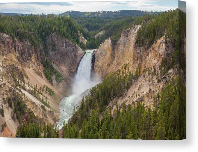 Scenics Canvas Print featuring the photograph Lower Yellowstone Falls by Archi Trujillo
