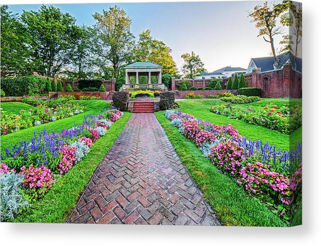 Beverly Canvas Print featuring the photograph Lynch Park Flower Lined Pathway Beverly MA by Toby McGuire