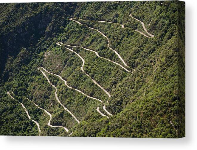 Machu Picchu Canvas Print featuring the photograph Machu Picchu Access Road, Elevated View by David Madison
