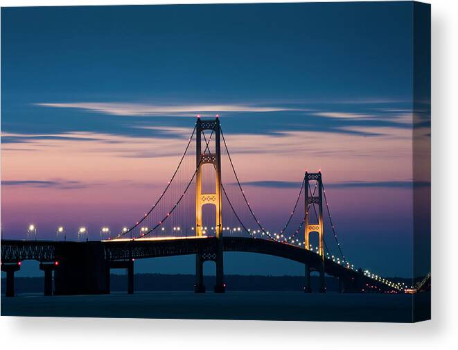 Michigan Canvas Print featuring the photograph Mackinac Bridge by Doug4537