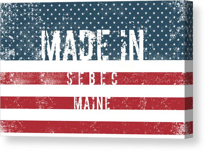 Sebec Canvas Print featuring the digital art Made in Sebec, Maine #Sebec #Maine by TintoDesigns