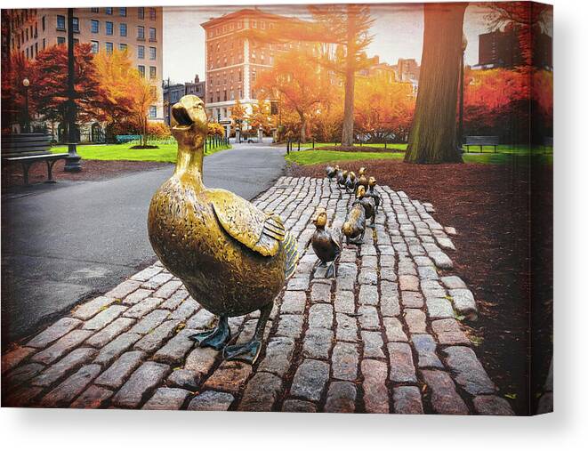 Boston Canvas Print featuring the photograph Make Way For Ducklings Boston by Carol Japp