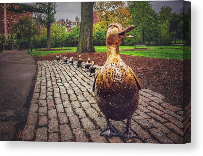 Boston Canvas Print featuring the photograph Make Way For Ducklings in Boston by Carol Japp