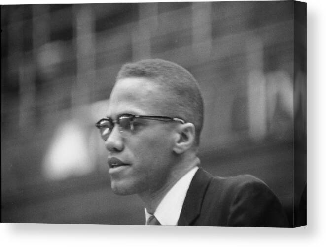 Archival Canvas Print featuring the photograph Malcolm X Speaks At Convention by Frank Scherschel