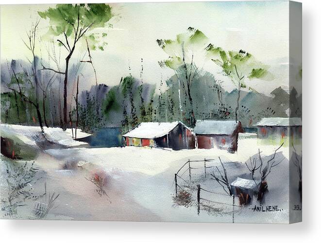 Nature Canvas Print featuring the painting Manali 8 by Anil Nene