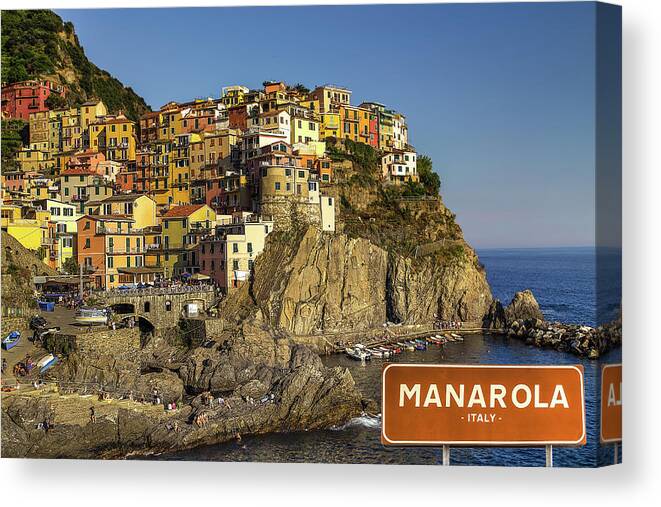 Cinque Canvas Print featuring the photograph Manarola by Vivida Photo PC