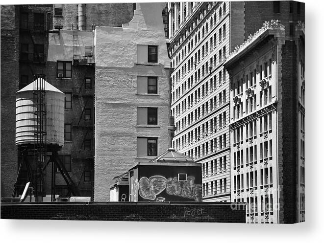 Water Tank Canvas Print featuring the photograph Manhattan Rooftops - No.3 by Steve Ember