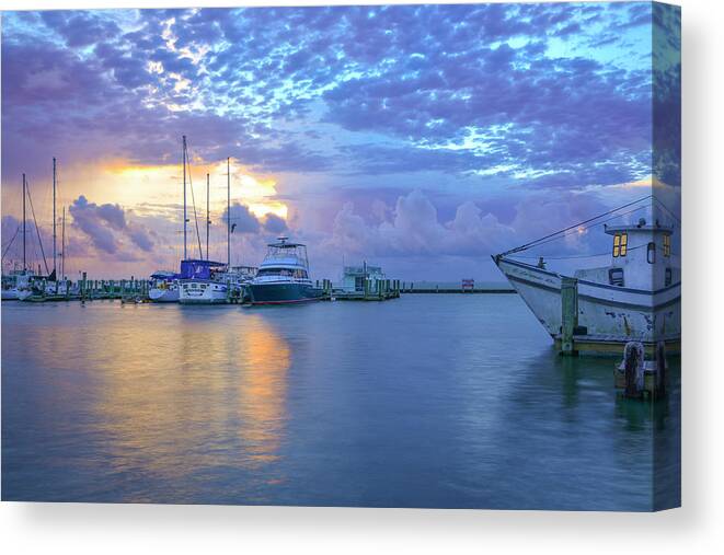 Boats Canvas Print featuring the photograph Marina in the Morning by Christopher Rice