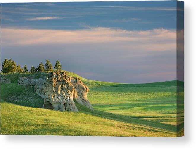 Scenics Canvas Print featuring the photograph Medicine Rocks State Park Montana by Alan Majchrowicz