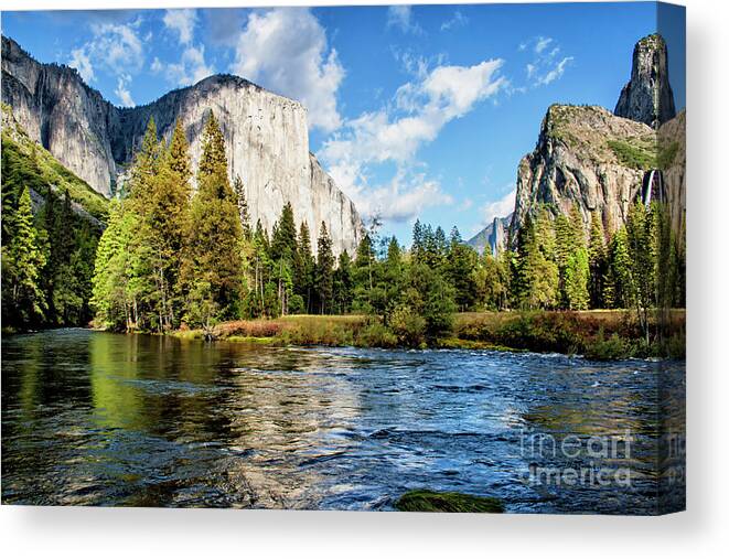 Merced River At Yosemite Canvas Print featuring the photograph Merced River at Yosemite Canvas Print,Photographic Print,Art Print,Framed Print,Iphone Case, by David Millenheft