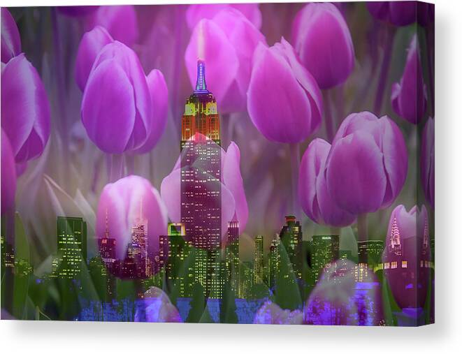Empire State Building Canvas Print featuring the photograph Midtown Floral by Az Jackson