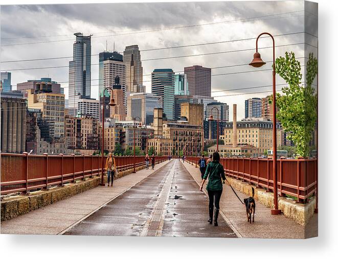 Minneapolis Canvas Print featuring the photograph Minneapolis Boarwalk by Framing Places