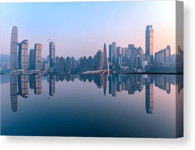 Cityscape Canvas Print featuring the photograph Mirror Of The Sky by Ivy Deng