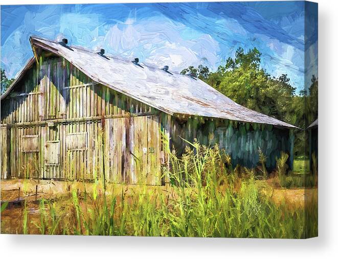 Barn Canvas Print featuring the digital art Mississippi Delta Barn by Barry Jones