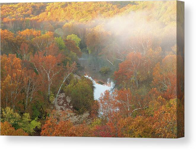 Mist Canvas Print featuring the photograph Mist over the Little Niangua by Robert Charity