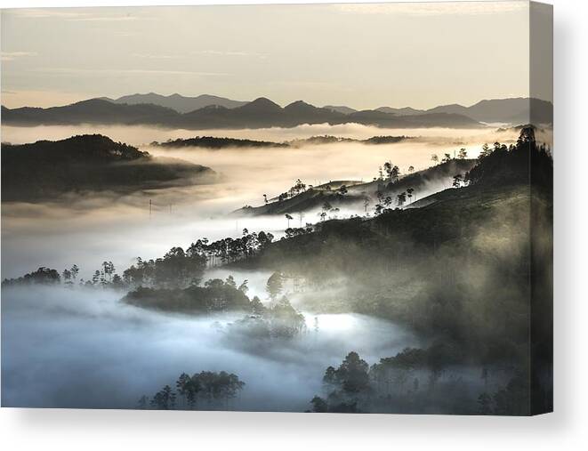Landscape Canvas Print featuring the photograph Mist by Top Wallpapers