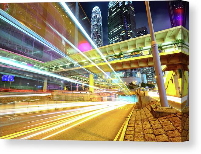 Outdoors Canvas Print featuring the photograph Modern City At Night by Leung Cho Pan