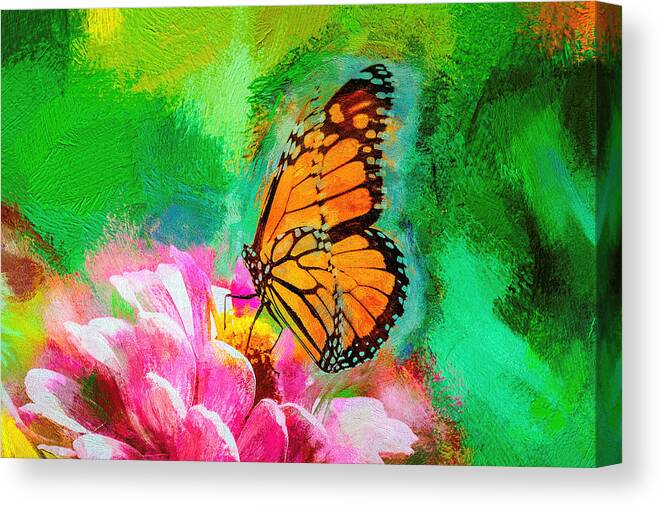 Monarch Canvas Print featuring the photograph Monarch Butterfly Heavy Strokes by Don Northup