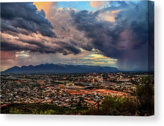 Tucson Canvas Print featuring the photograph Monsoon hits Tucson by Chance Kafka