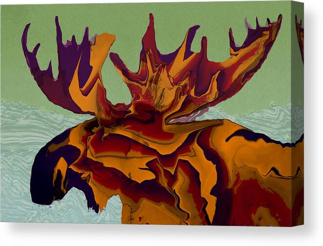 Moose Canvas Print featuring the digital art Montana Moose Amber by Kae Cheatham