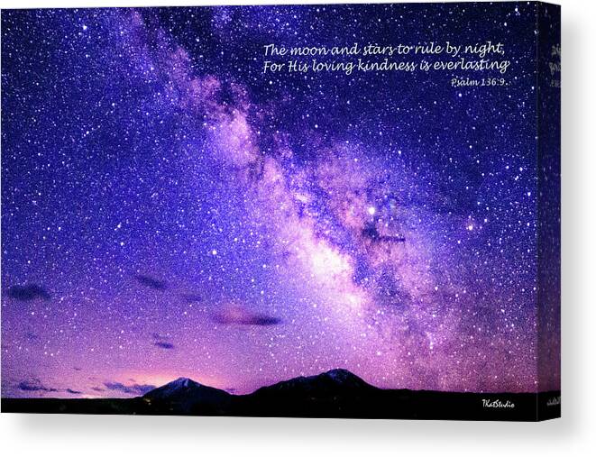 2019 Canvas Print featuring the photograph Moon and Stars by Tim Kathka