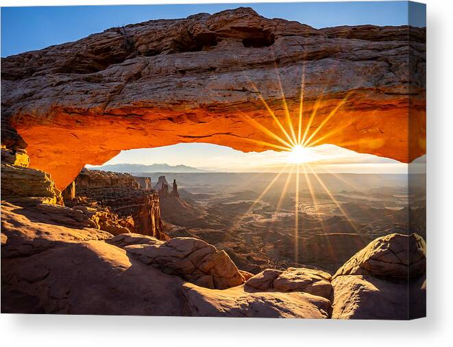 Mesa Canvas Print featuring the photograph Morning At Mesa Arch by Sharon Kim