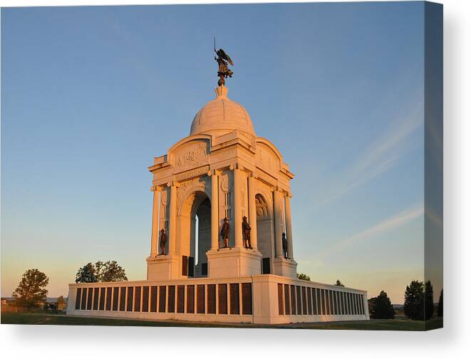 Morning Canvas Print featuring the photograph Morning at the Gettysburg Memorial by Bill Cannon