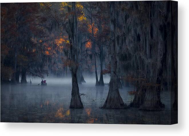 Marsh Canvas Print featuring the photograph Morning Expedition by Michael Zheng