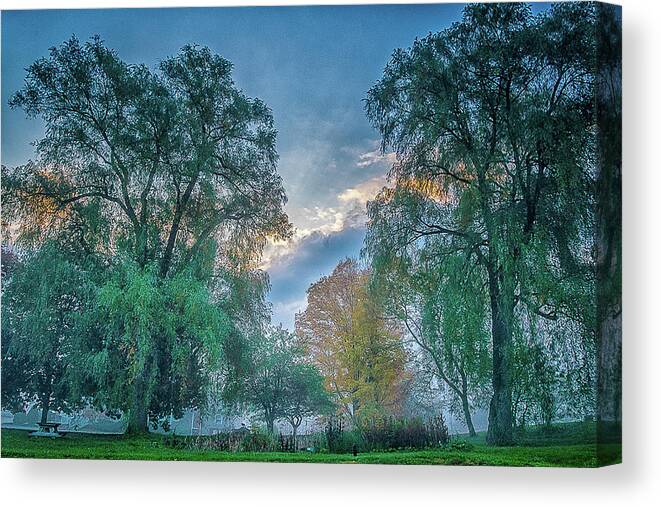Vermont Canvas Print featuring the photograph Morning Fog by Peggy Blackwell