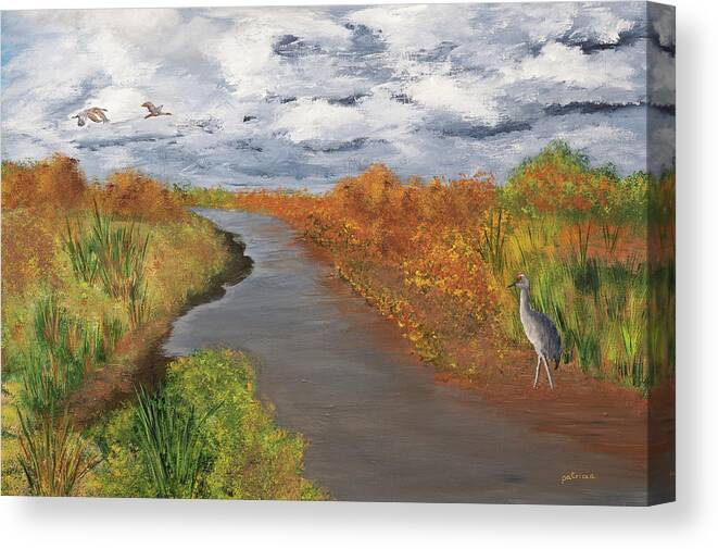 New Mexico Canvas Print featuring the painting Morning in the Bosque by Patricia Gould