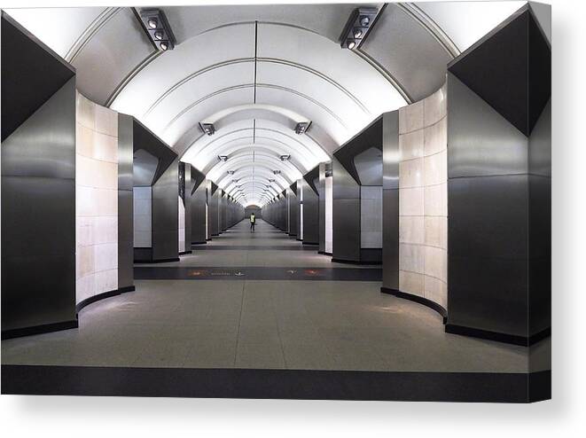 Empty Canvas Print featuring the photograph Moscow Metro - In The Center Of The Universe by Maxim Makunin
