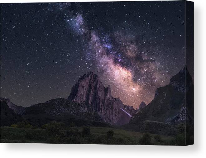 Landscape Canvas Print featuring the photograph Mountain And Milky Way by Carlos F. Turienzo